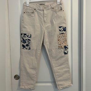 Sonoma Girlfriend Jeans Ecru Patchwork